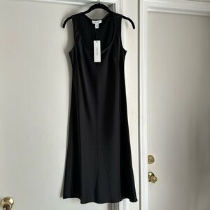 Calvin Klein black a-line satin midi NWT size 4